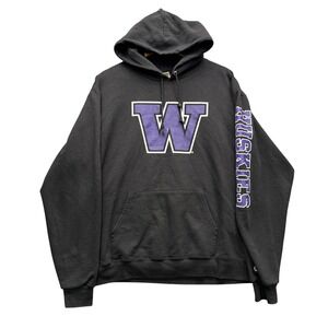 Champion Washington Huskies Graphic Hoodie Sweatshirt Men's L Black Eco Fleece